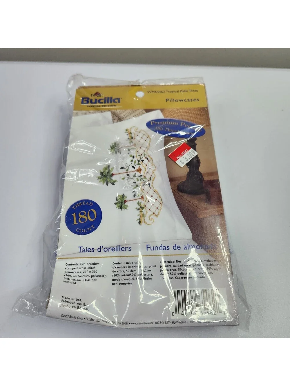 Bucilla Tropical Palm Trees pillowcases embroidery kit